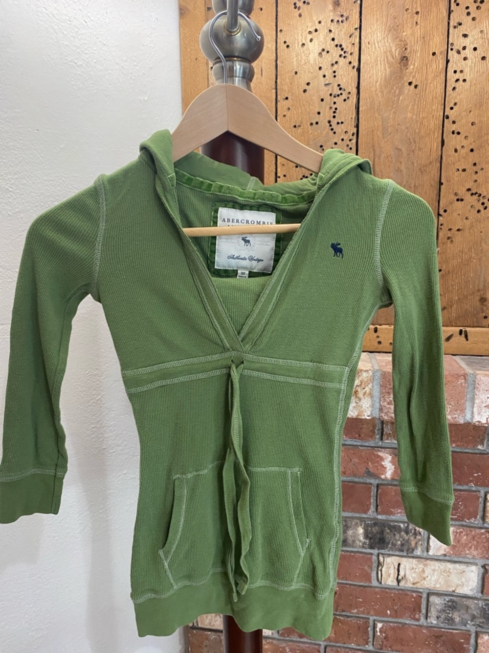 Abercrombie & Fitch Green Hooded Tie-Front Tunic